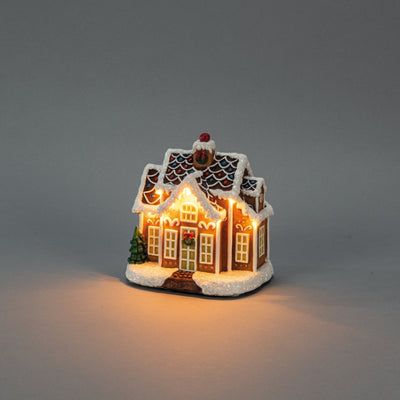 Juldekoration Pepparkakshus med LED och timer Konstsmide