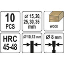 Pluggborrsats 10 delar 15-35 mm Yato