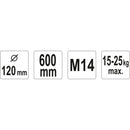 Maskinvisp 120x600 mm M14 för betong och bruk Yato