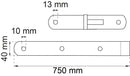 Hakgångjärn 212B elförzinkat 750 mm Habo