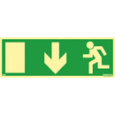 Aluminiumskylt utrymning pil ner Systemtext