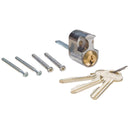 Cylindersats 1209/707 med 3 nycklar matt krom Assa