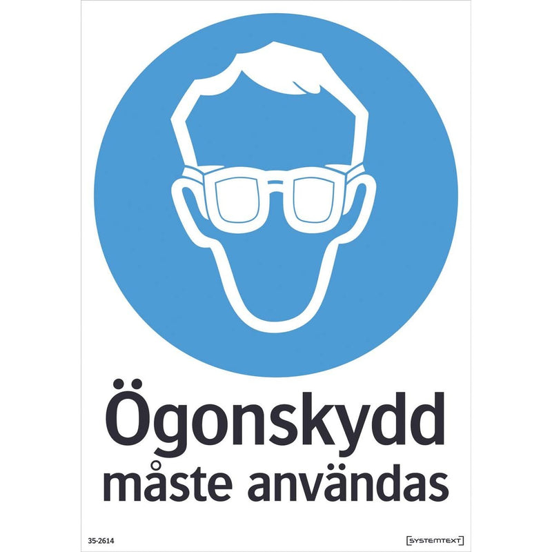 Plastskylt ögonskydd Systemtext