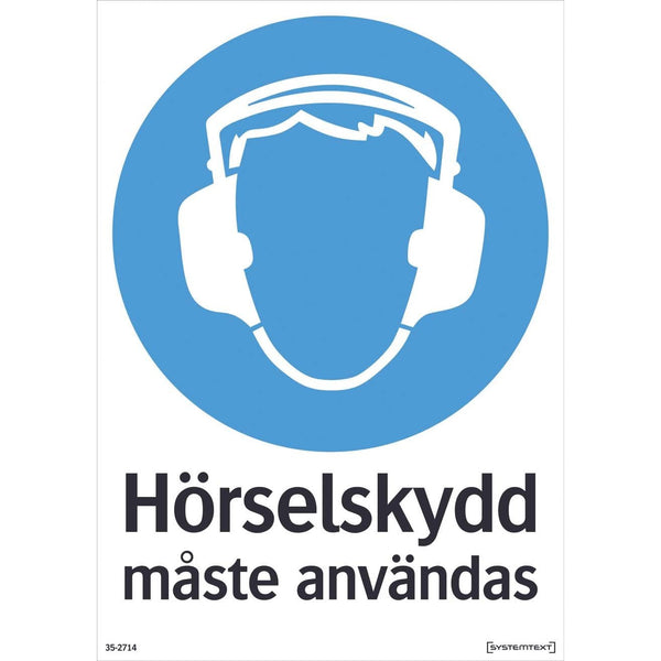 Plastskylt hörselskydd Systemtext