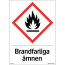 Plastskylt brandfarliga ämnen Systemtext