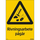 Plastskylt rivningsarbete pågår Systemtext