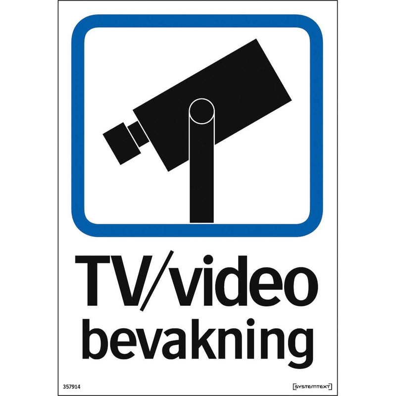 Plastskylt TV/videobevakning Systemtext