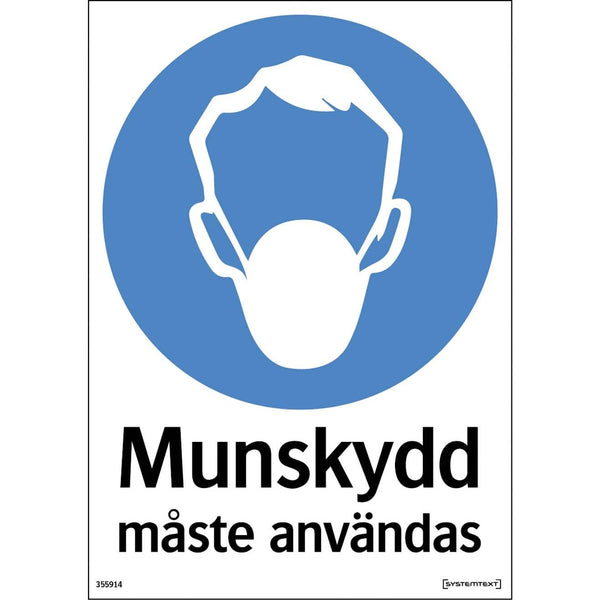 Plastskylt munskydd Systemtext