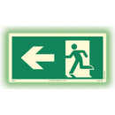 Självlysande skylt utrymning pil vänster Systemtext