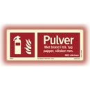 Självlysande skylt pulversläckare Systemtext